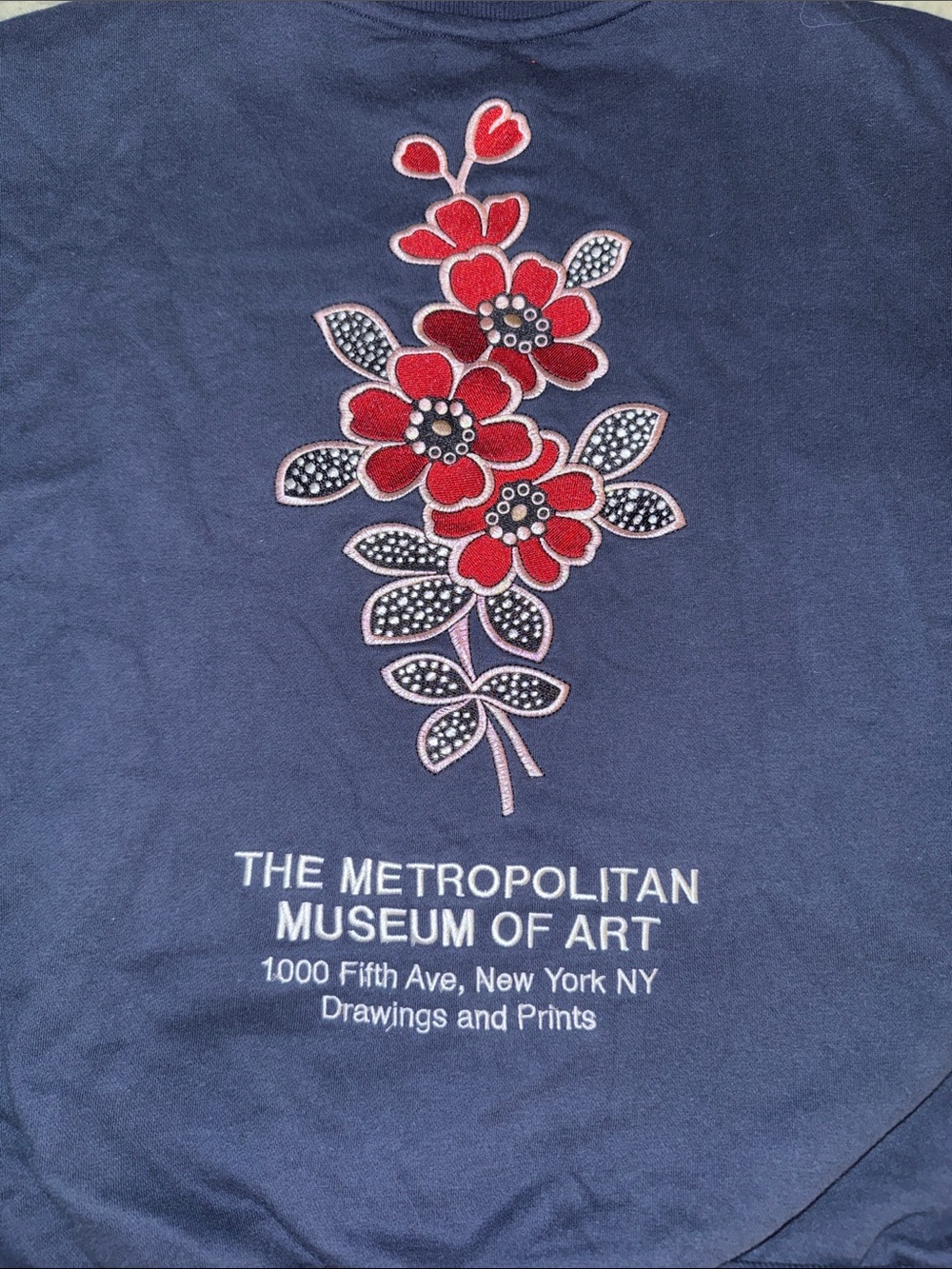 PacSun x The Met Navy Crewneck with Embroidered Chest Logo and Back - Picture 3 of 3